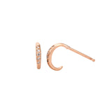 Dainty Diamond Pave Hoop Stud Hoop Earrings Jaine K Designs Pair Rose gold