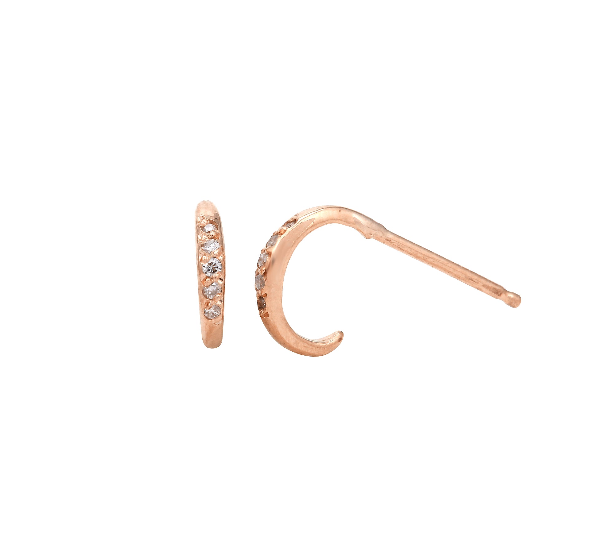 Dainty Diamond Pave Hoop Stud Hoop Earrings Jaine K Designs Pair Rose gold