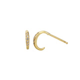 Dainty Diamond Pave Hoop Stud Hoop Earrings Jaine K Designs Pair Yellow Gold
