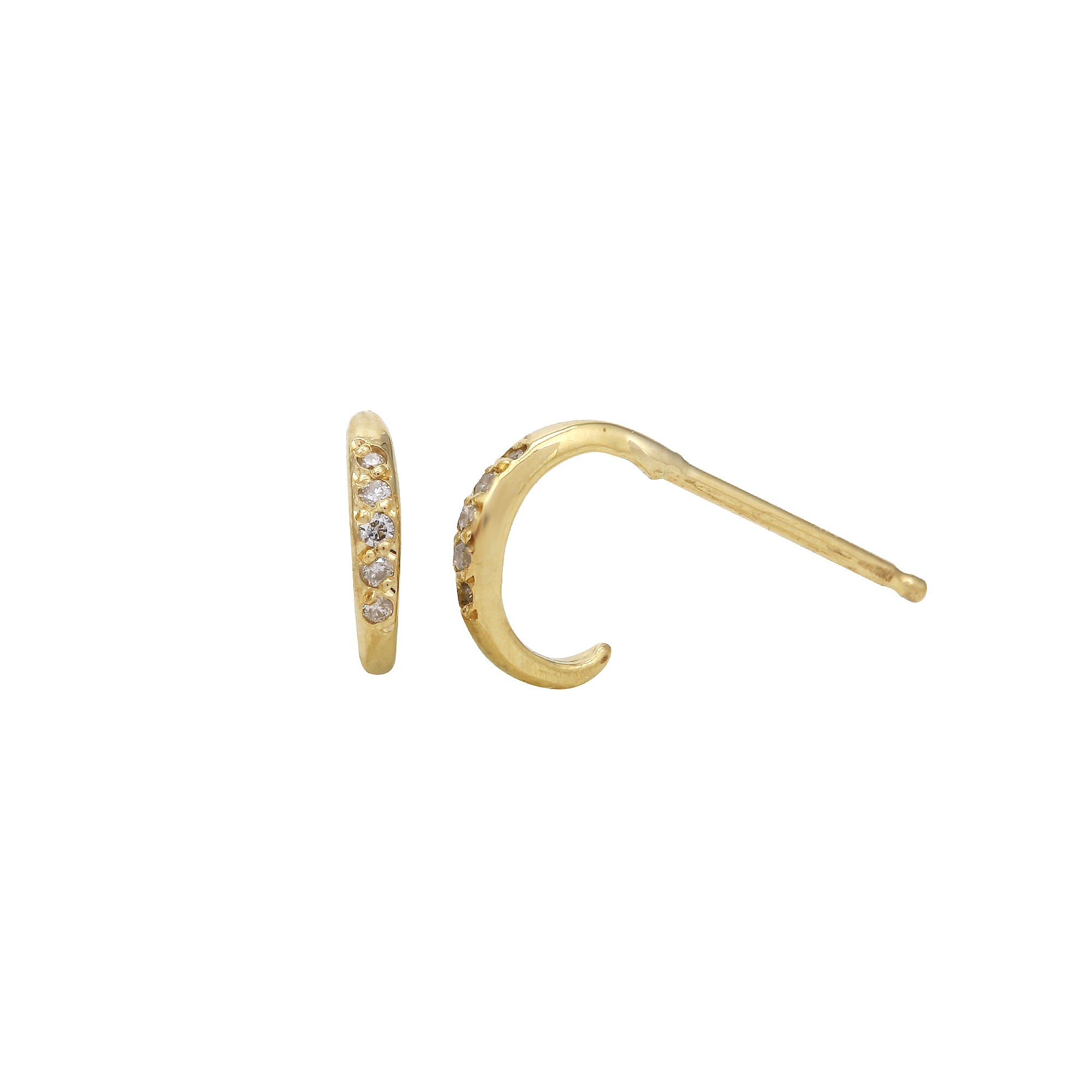 Dainty Diamond Pave Hoop Stud Hoop Earrings Jaine K Designs Pair Yellow Gold