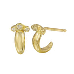 Chubby Half-Hoop with Triple Diamonds Hoop Earrings Jaine K Designs Pair