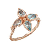 Four Leaf Aquamarine Ring Ring Jaine K Designs