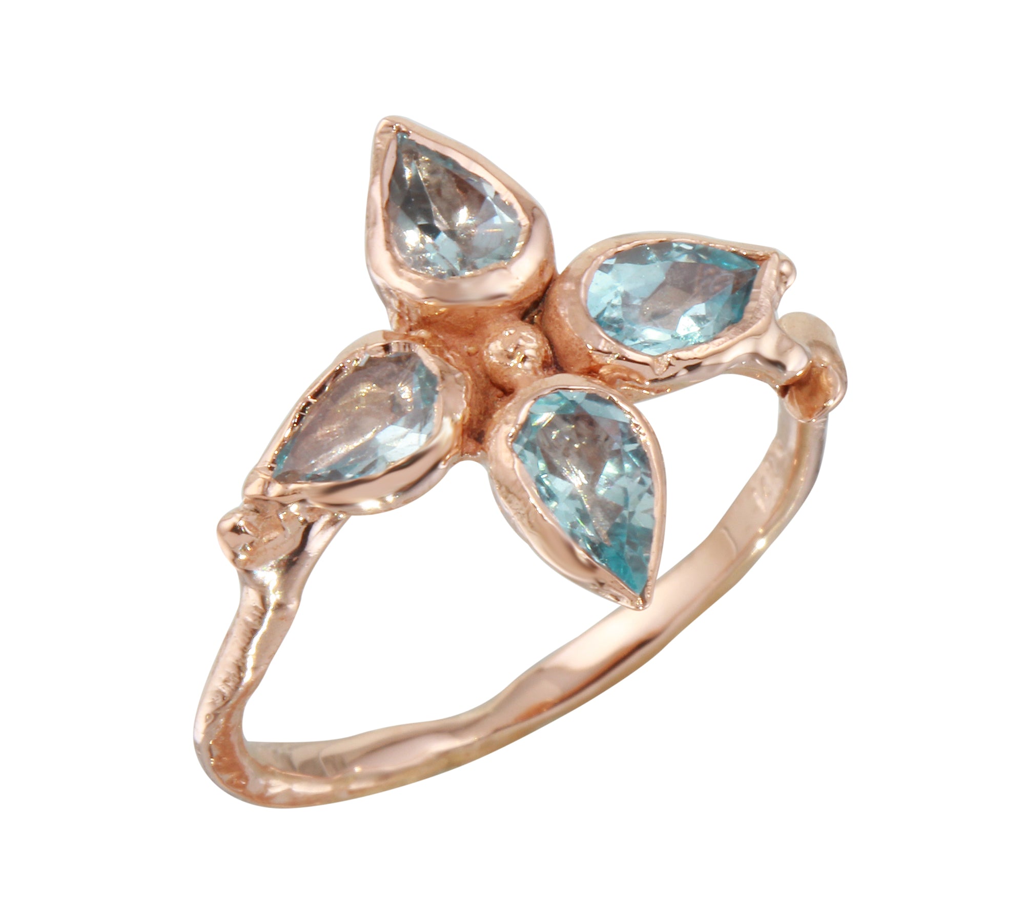 Four Leaf Aquamarine Ring Ring Jaine K Designs