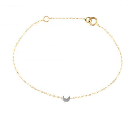 Crescent Moon Bracelet Chain Bracelet Jaine K Designs YG White Gold Moon