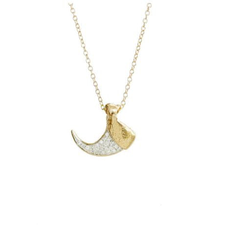 Pave Diamond Bobcat Claw Necklace Pendant Necklace Elisabeth Bell Jewelry Yellow Gold