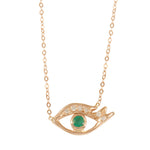 Emerald Eye Necklace with Diamond Pave Lashes Pendant Necklace Jaine K Designs