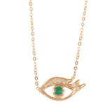 Emerald Eye Necklace with Diamond Pave Lashes Pendant Necklace Jaine K Designs