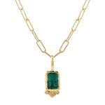 Rectangle Emerald & Diamond Necklace Pendant Necklace Jaine K Designs