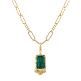 Rectangle Emerald & Diamond Necklace Pendant Necklace Jaine K Designs