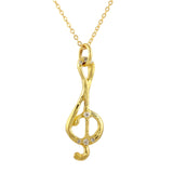 Treble Clef Diamond Pave Necklace Pendant Necklace Jaine K Designs