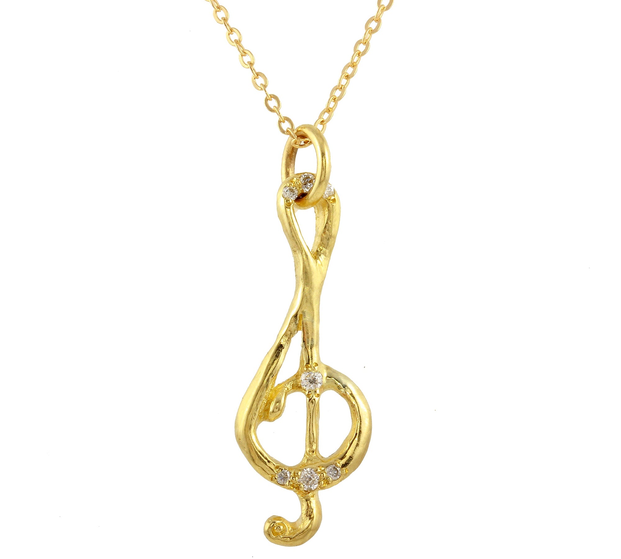 Treble Clef Diamond Pave Necklace Pendant Necklace Jaine K Designs