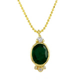 Oval Emerald w/ Diamond Accent Necklace Pendant Necklace Jaine K Designs