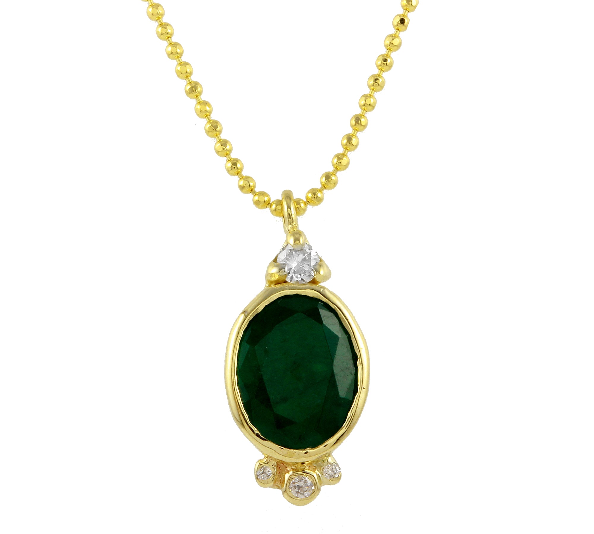 Oval Emerald w/ Diamond Accent Necklace Pendant Necklace Jaine K Designs