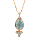 Oval Aquamarine with Marquise Aqua Diamond Necklace Pendant Necklace Jaine K Designs