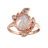 Moonstone with Diamond Leaf Ring Cocktail Ring Jaine K Designs Rose Gold