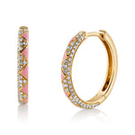 Large Diamond Zig-Zag Enamel Hoops, Pair Hoop Earrings Roseark Deux