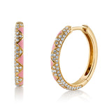 Large Diamond Zig-Zag Enamel Hoops, Pair Hoop Earrings Roseark Deux