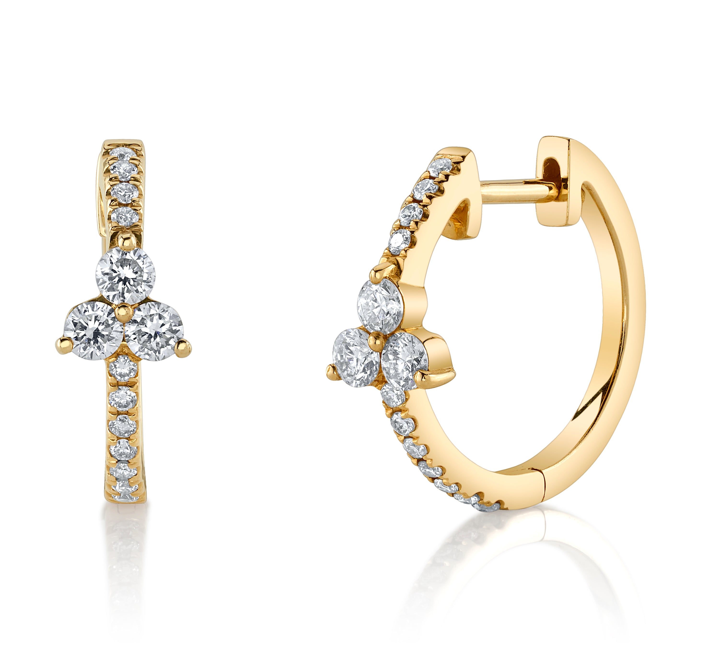 Trio-Diamond Pave Huggie Huggie Earrings Roseark Deux Pair  