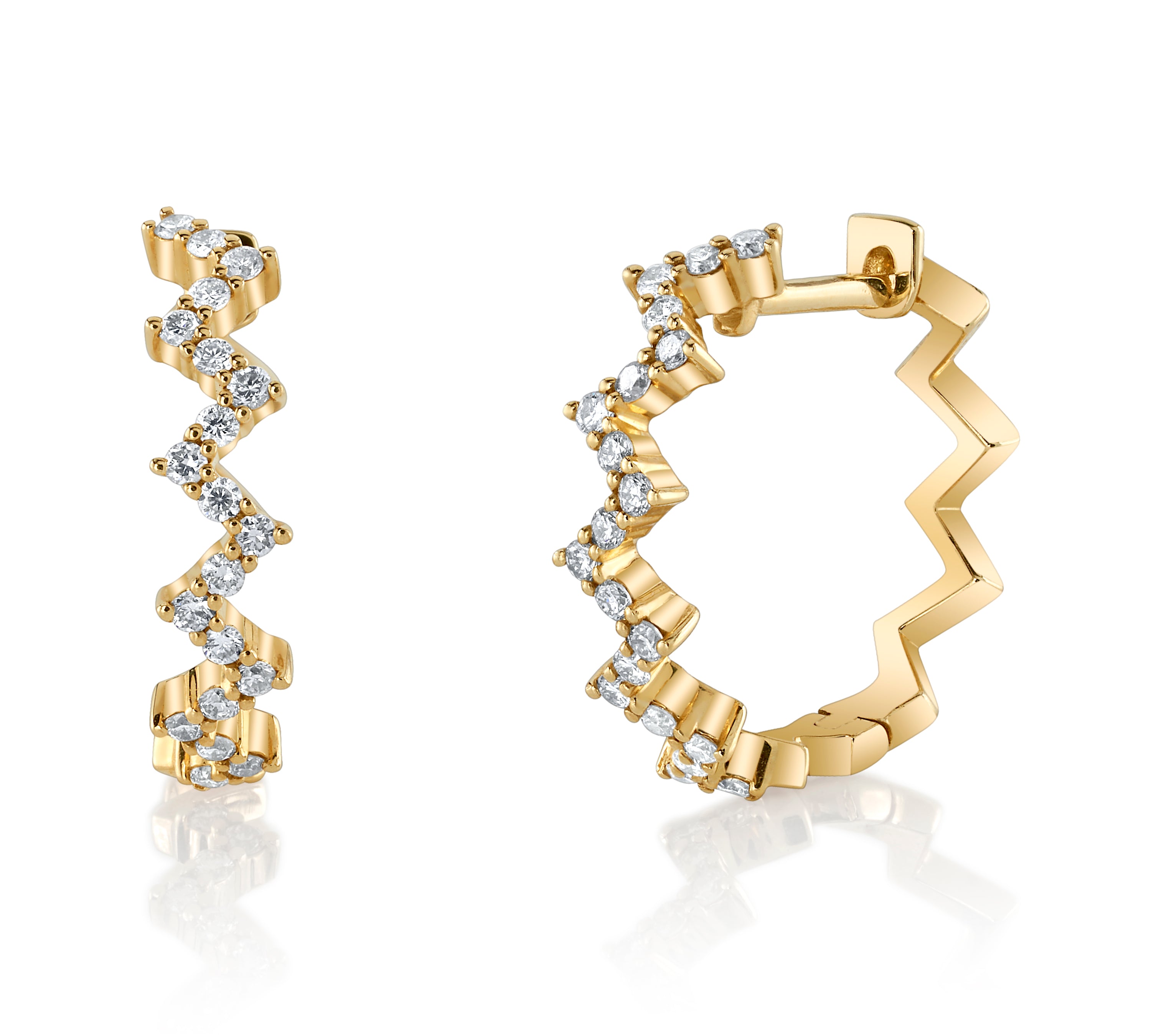 Diamond Zig Zag Huggie Huggie Earrings Roseark Deux Pair  