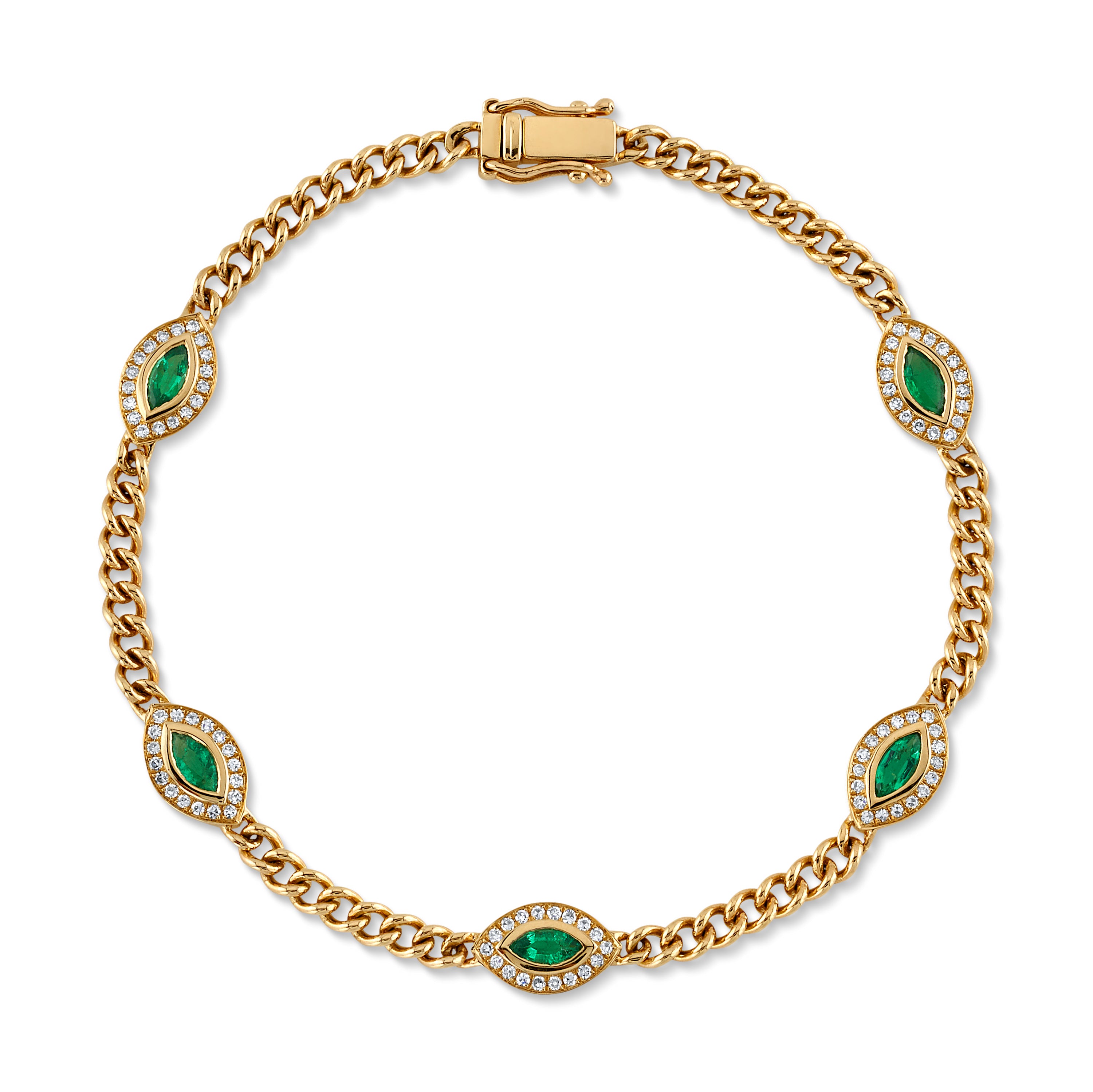 'All Seeing Eye' Chain Bracelet with Stones Chain Bracelet Roseark Deux Emerald  