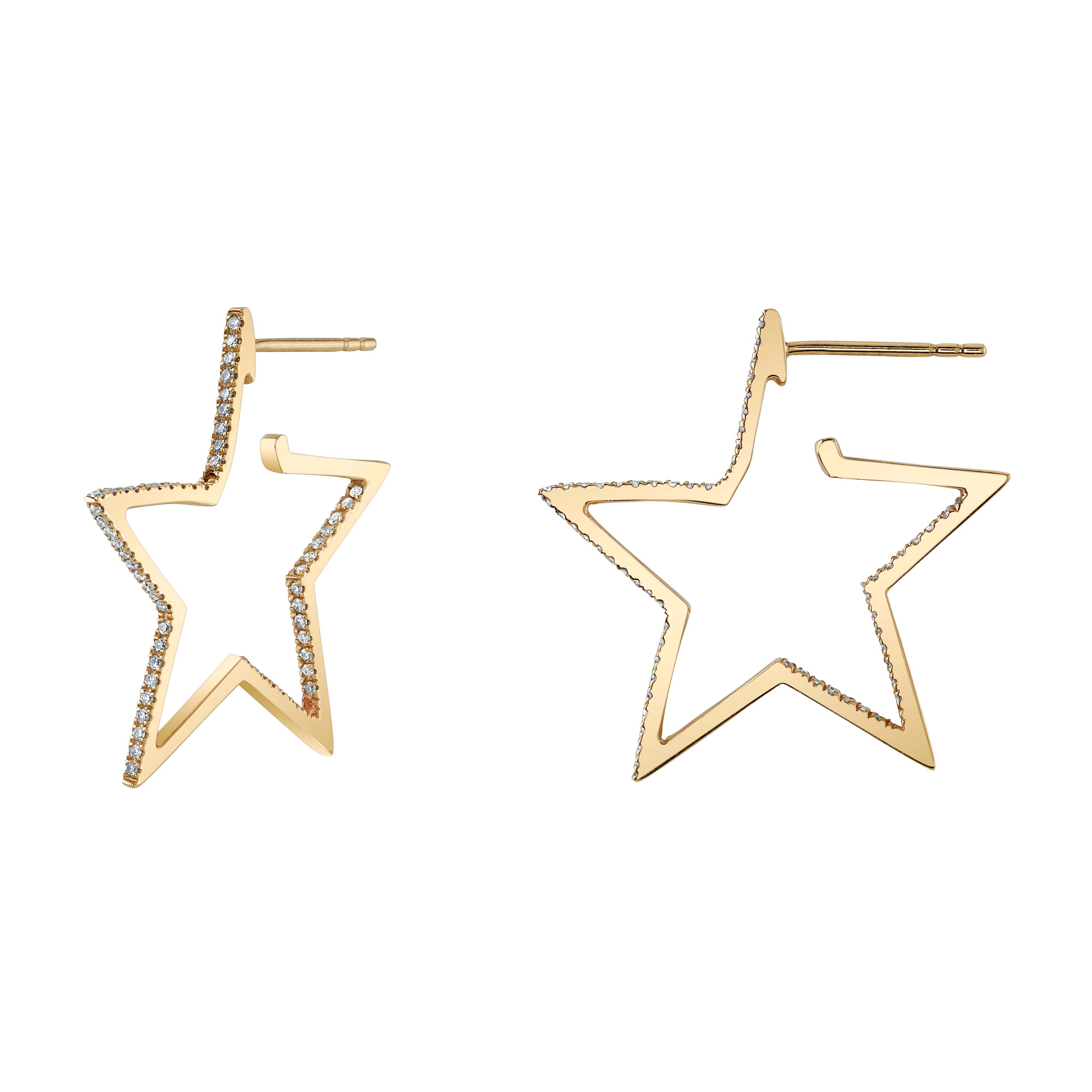 Star Hoops with Diamonds, Pair Hoop Earrings Roseark Deux
