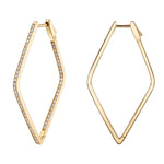 Angular Hoops with Diamonds, Pair Hoop Earrings Roseark Deux
