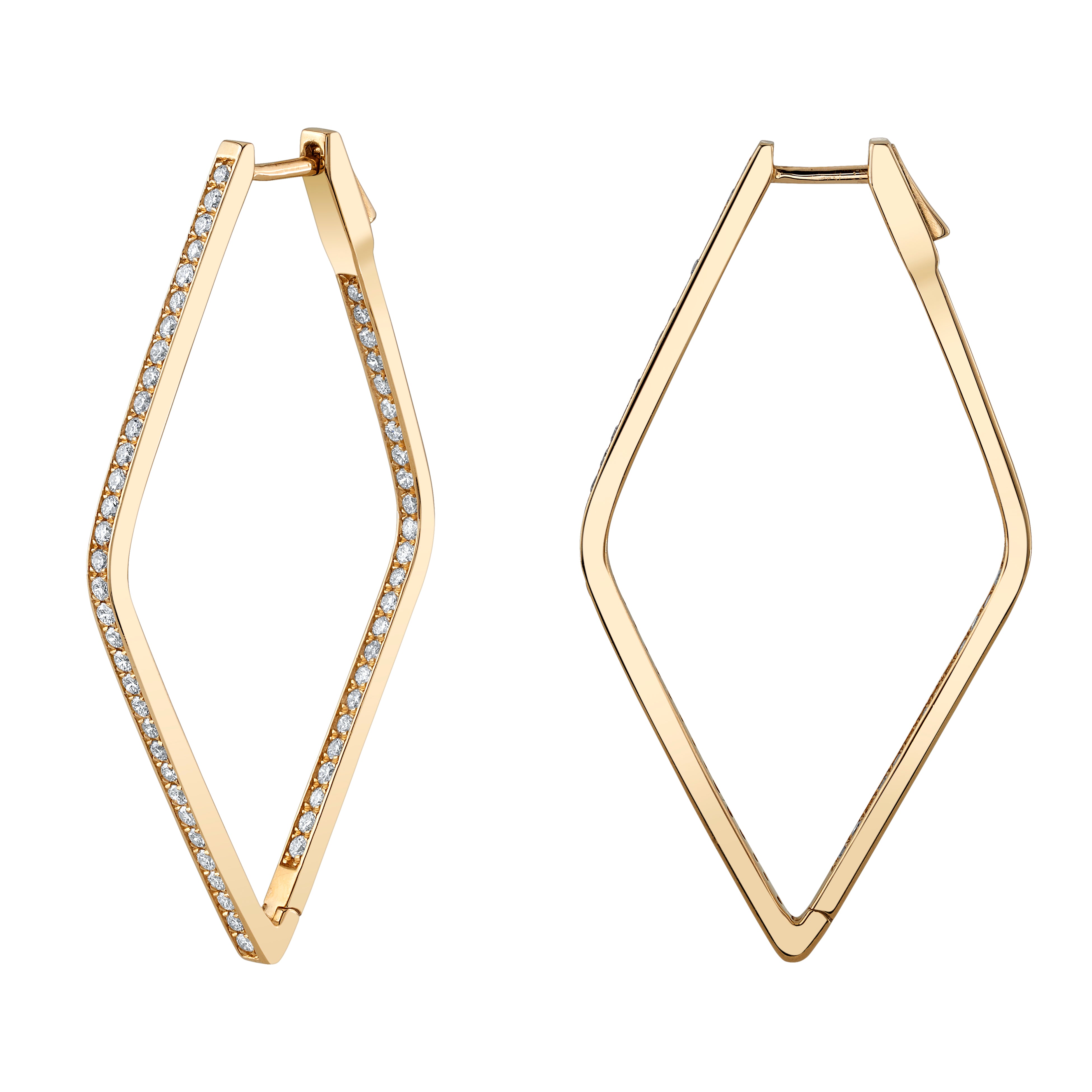 Angular Hoops with Diamonds, Pair Hoop Earrings Roseark Deux