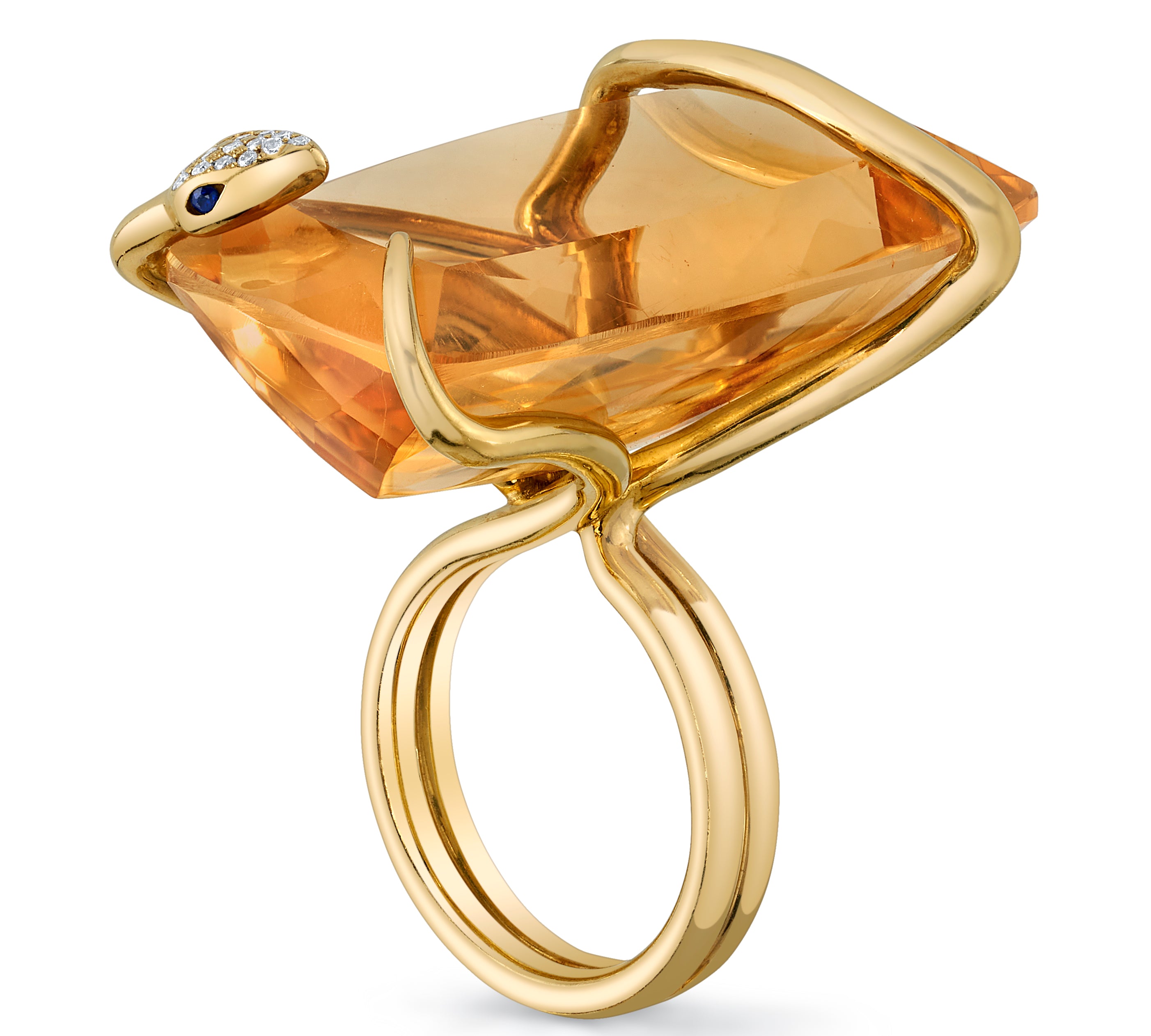 Citrine Snake on the Rocks Ring Statement Ring Perez Bitan