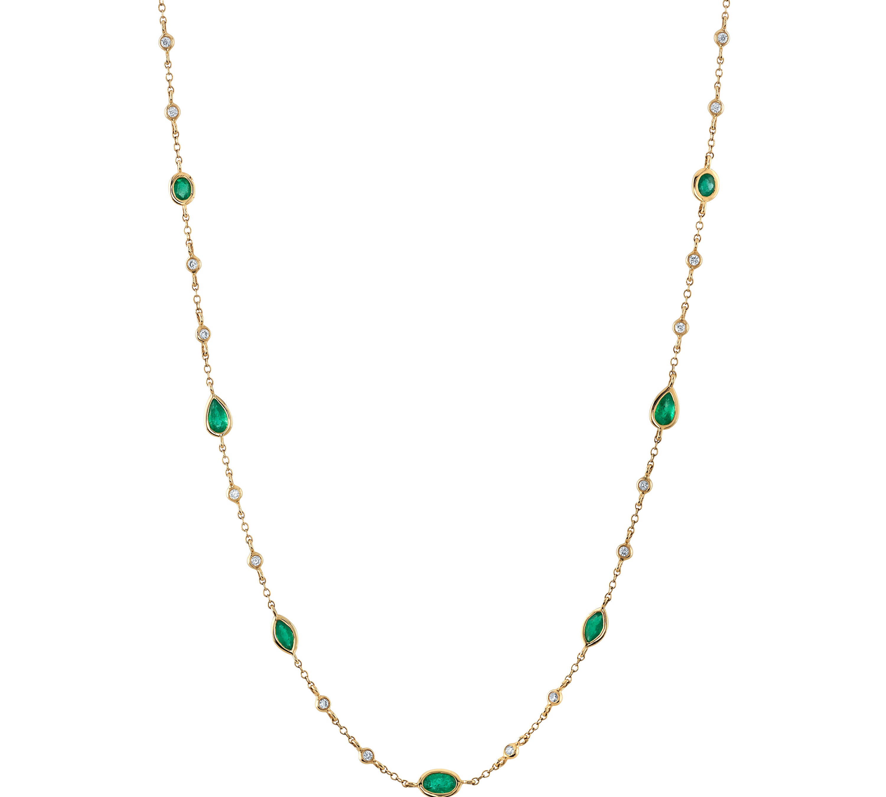 Emerald Diamond Strand Necklace Necklace Roseark Deux