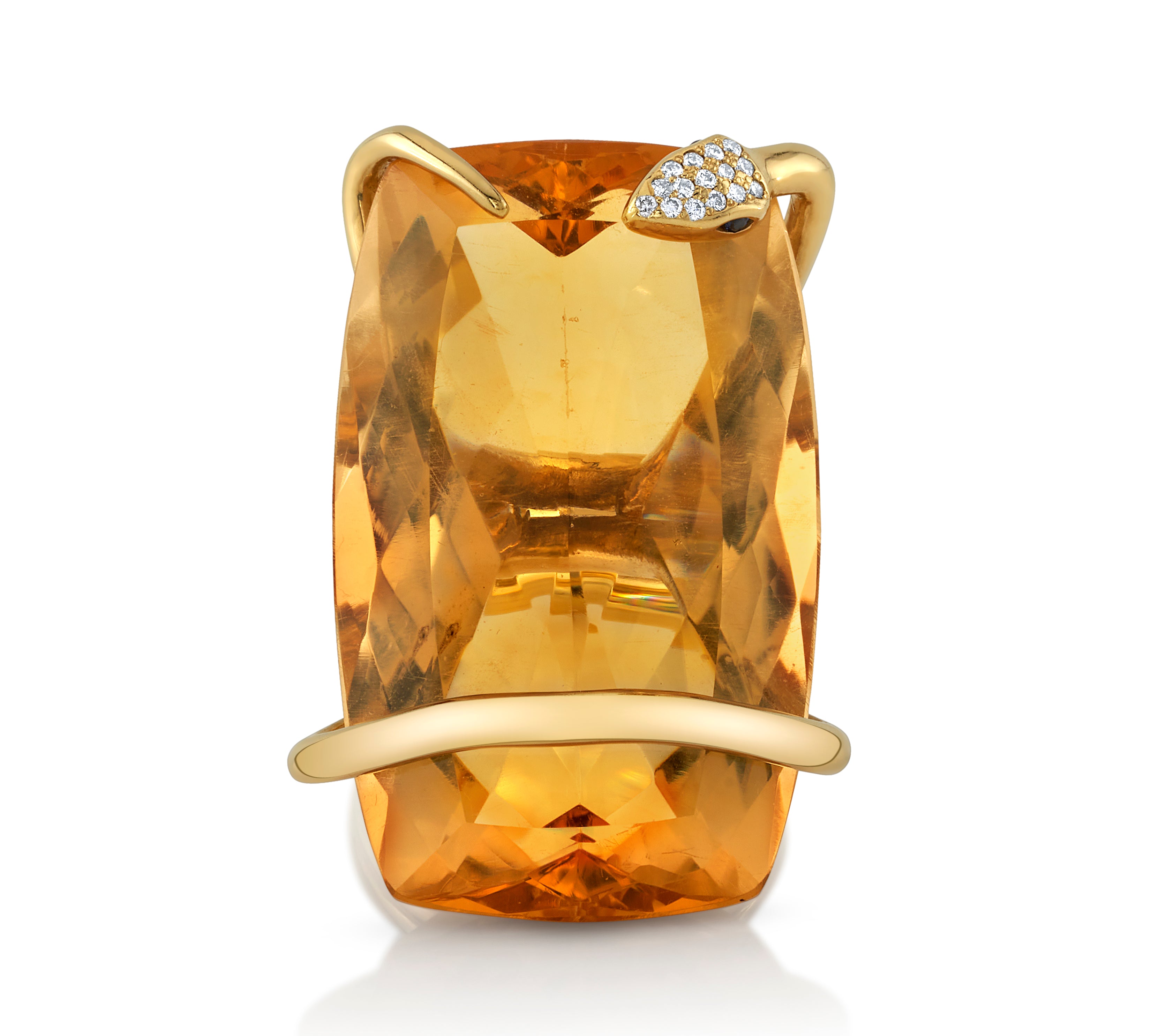 Citrine Snake on the Rocks Ring Statement Ring Perez Bitan