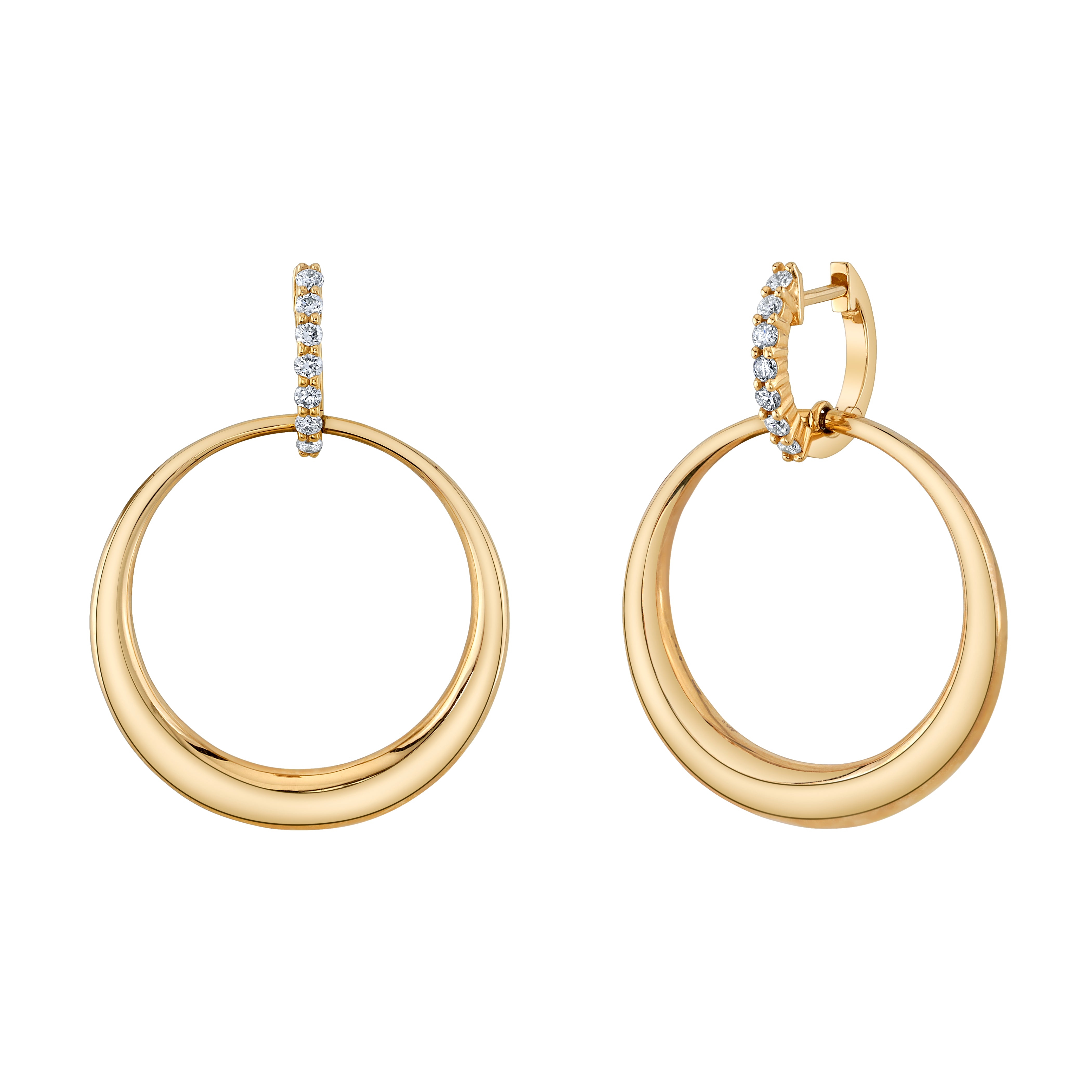 Linked Statement Hoops with Diamonds, Pair Hoop Earrings Roseark Deux