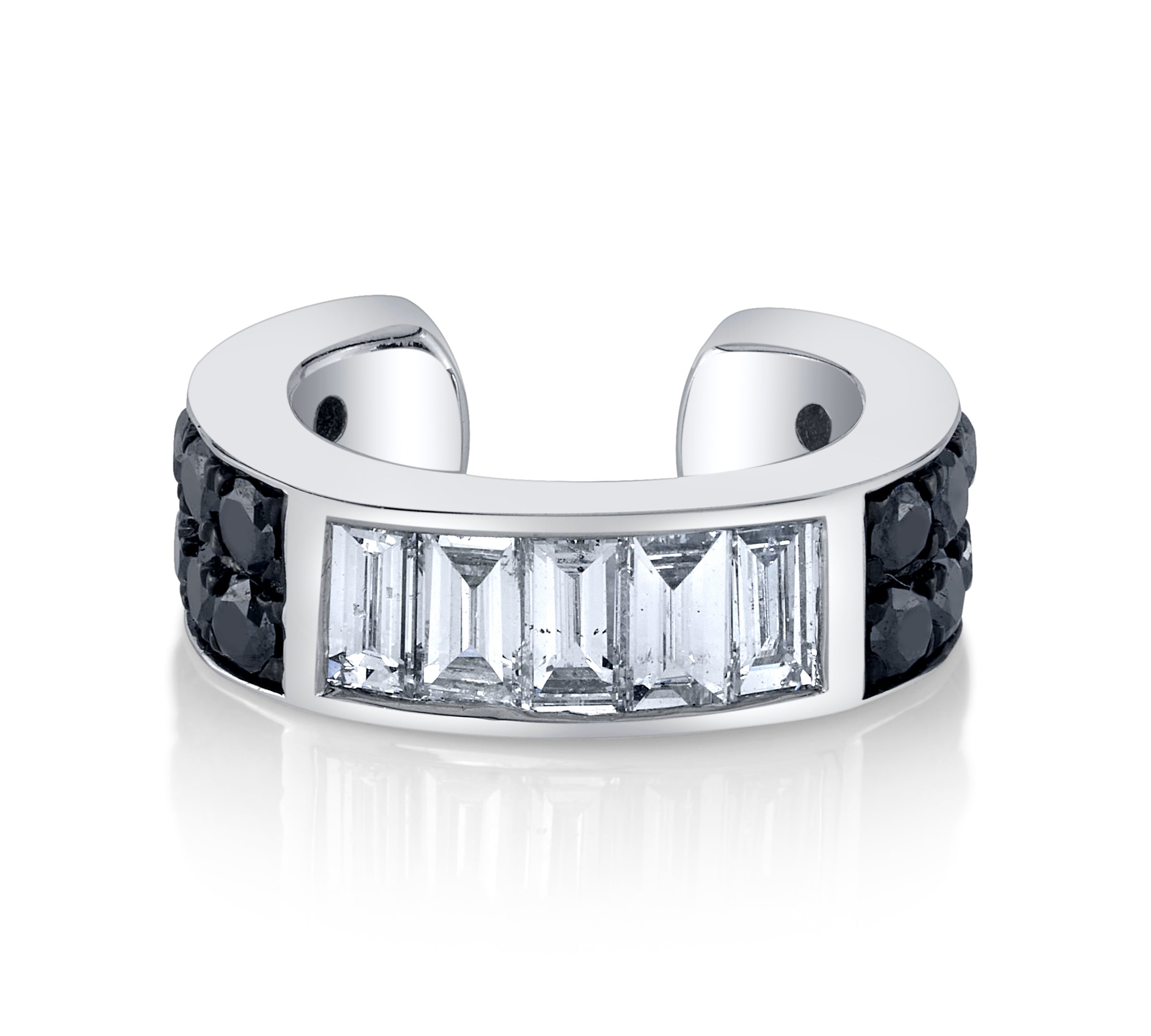 Baguette Round Diamond Ear Cuff Ear Cuff Earring Roseark Deux Black+White  