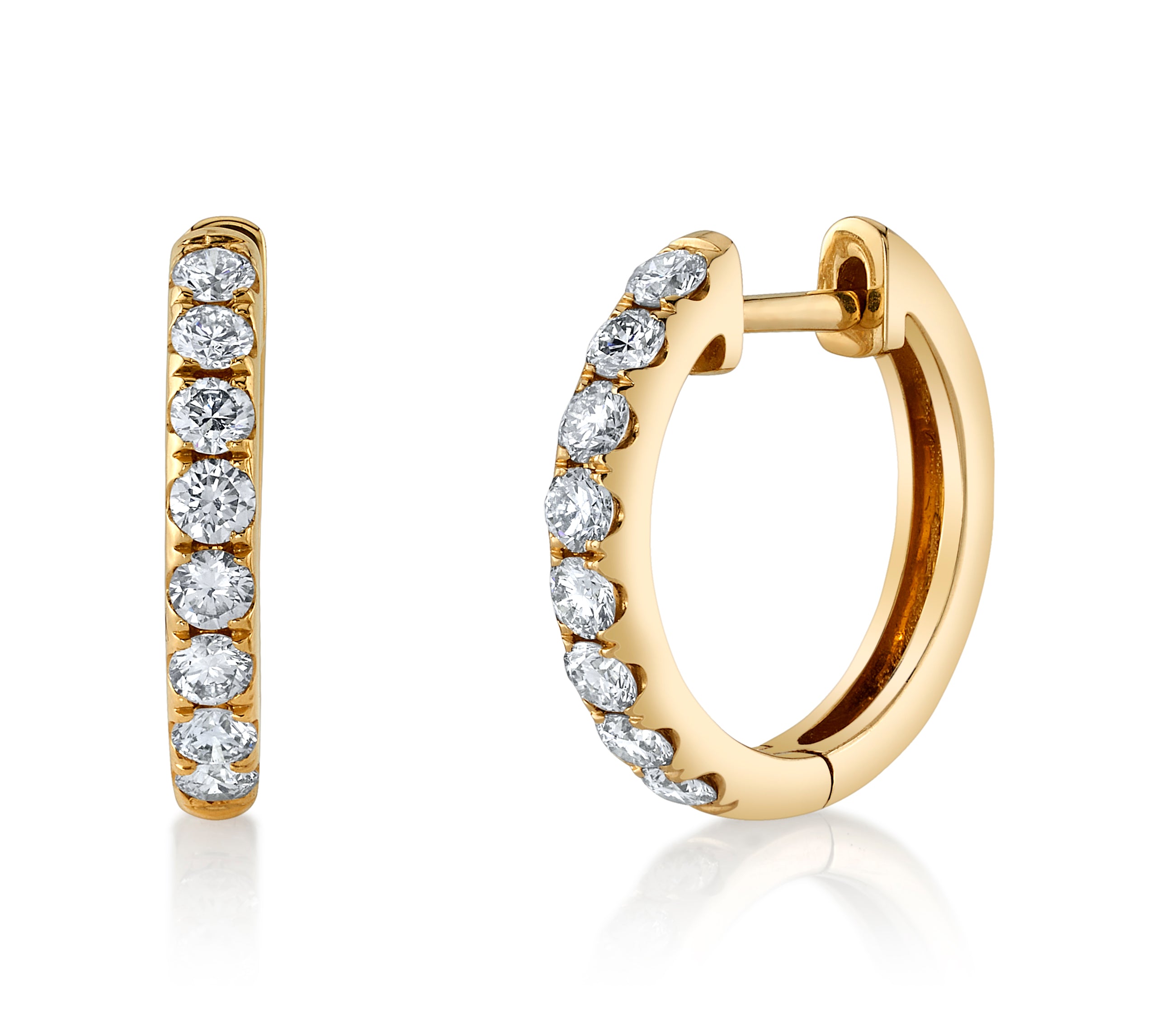 Diamond Huggie, Small Huggie Earrings Roseark Deux Pair