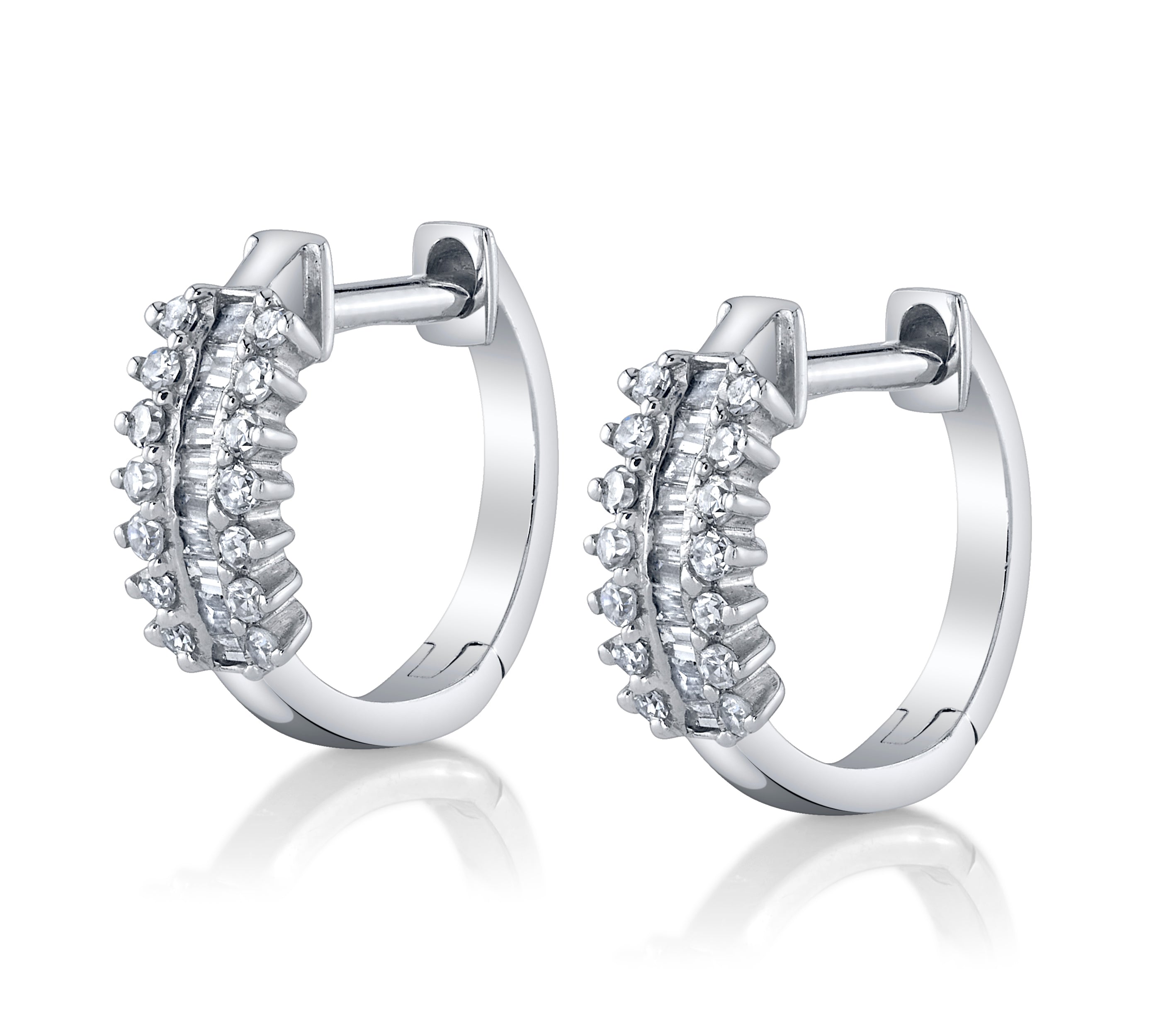 Channel Bezel Set Hoop Huggie Huggie Earrings Roseark Deux Pair