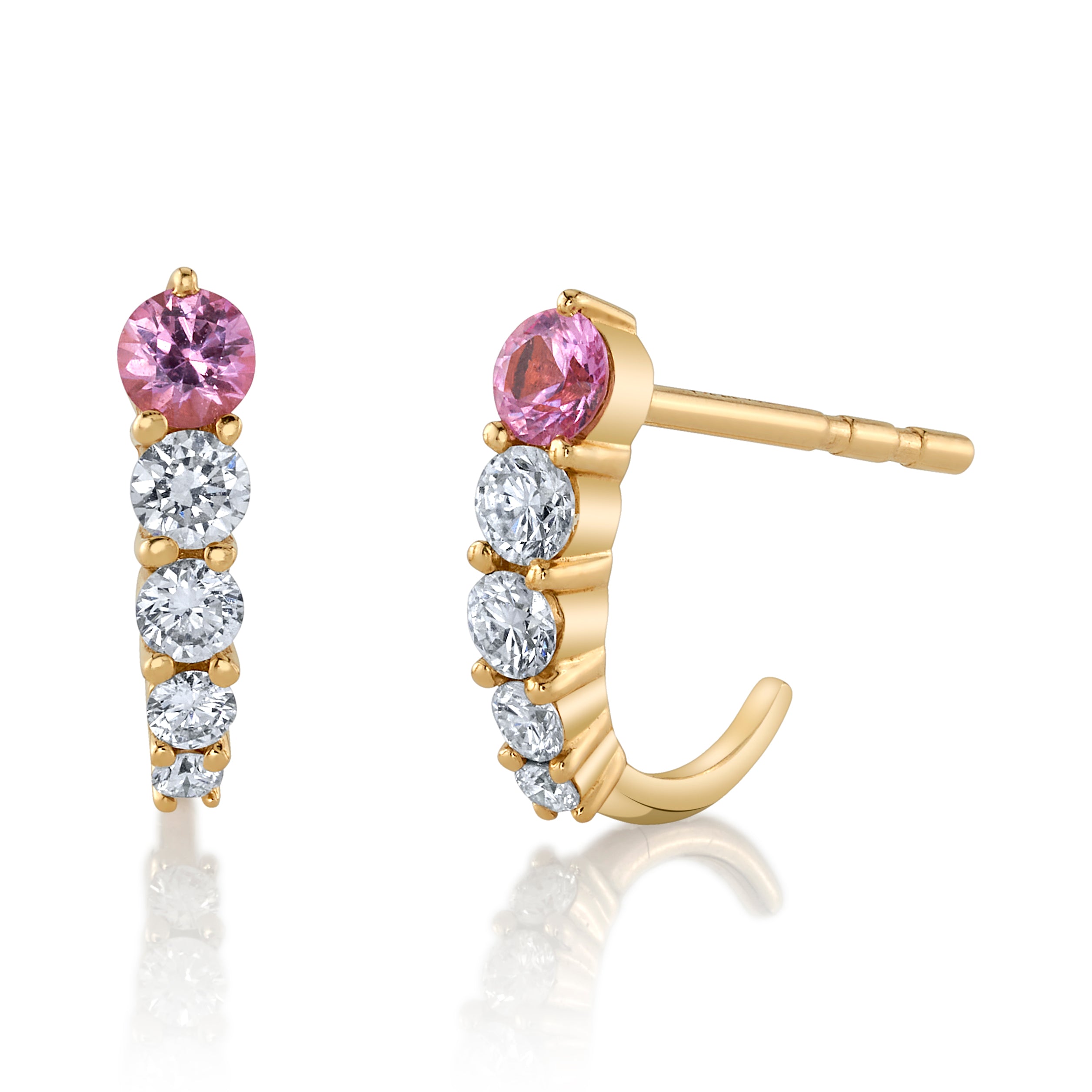 Sapphire Diamond Half Hoop Huggie Earrings Roseark Deux