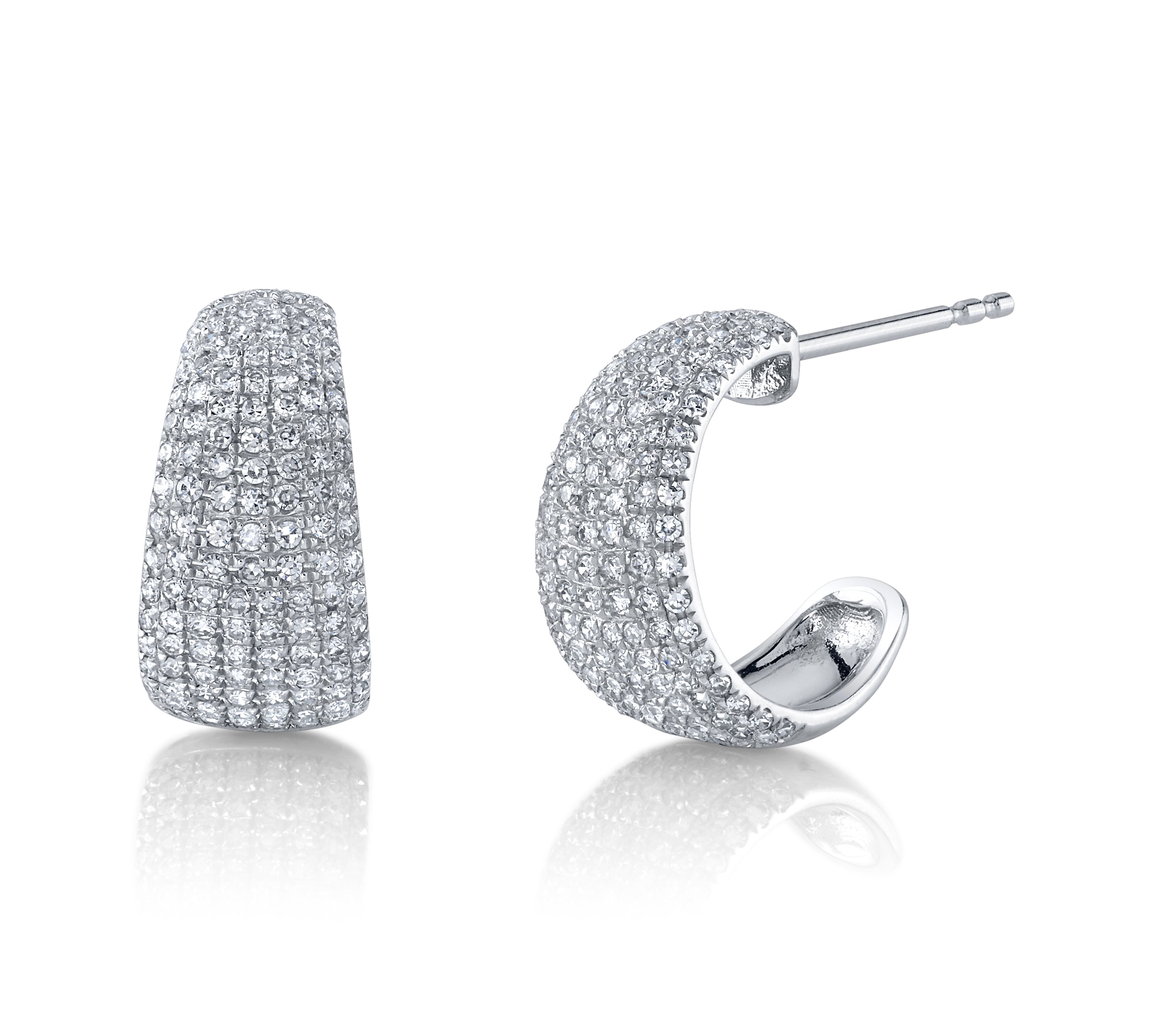 Pavé Diamond Wide Huggie Huggie Earrings Roseark Deux Pair