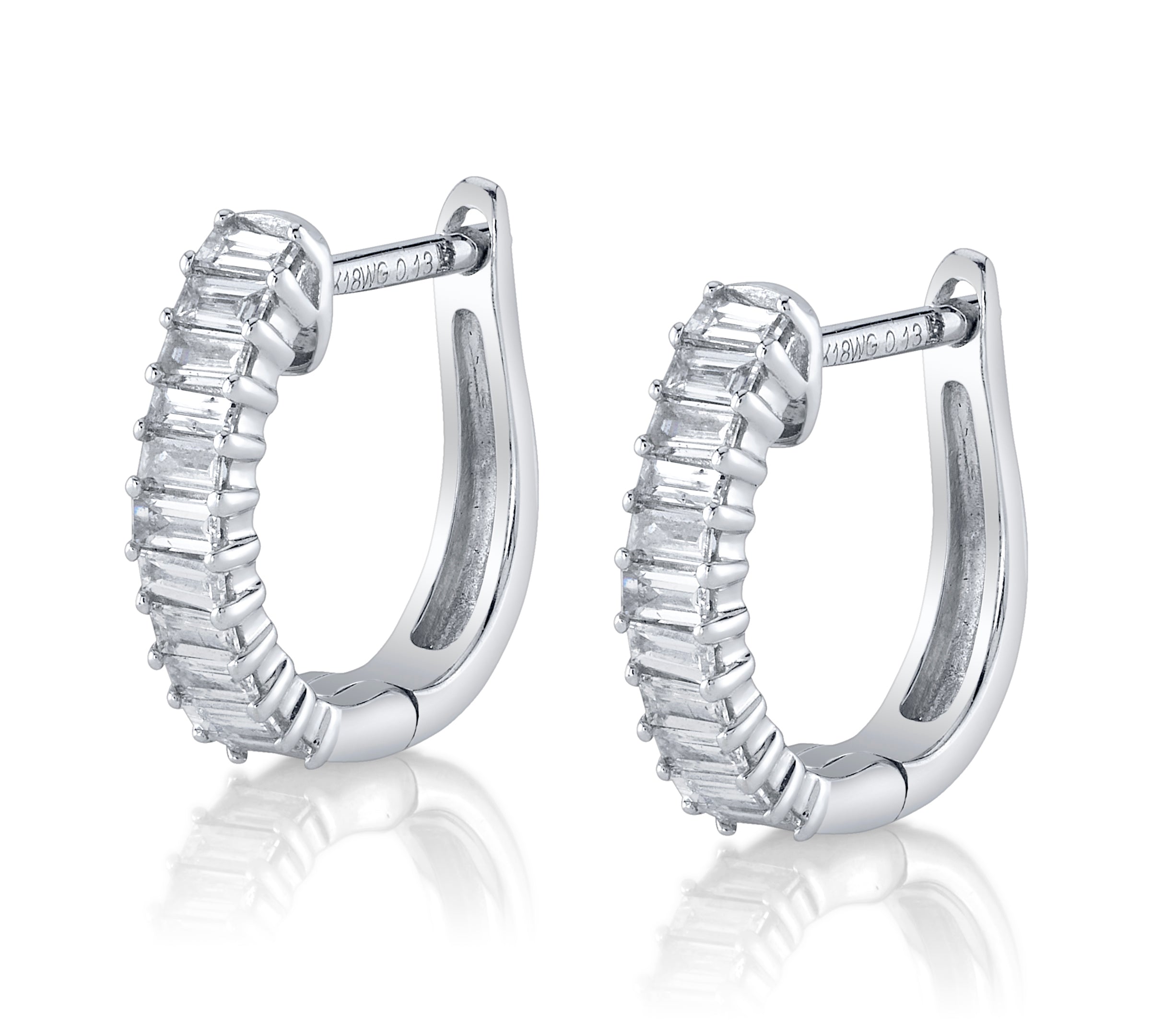 Baguette Diamond U-Shaped Huggie Huggie Earrings Roseark Deux Pair  