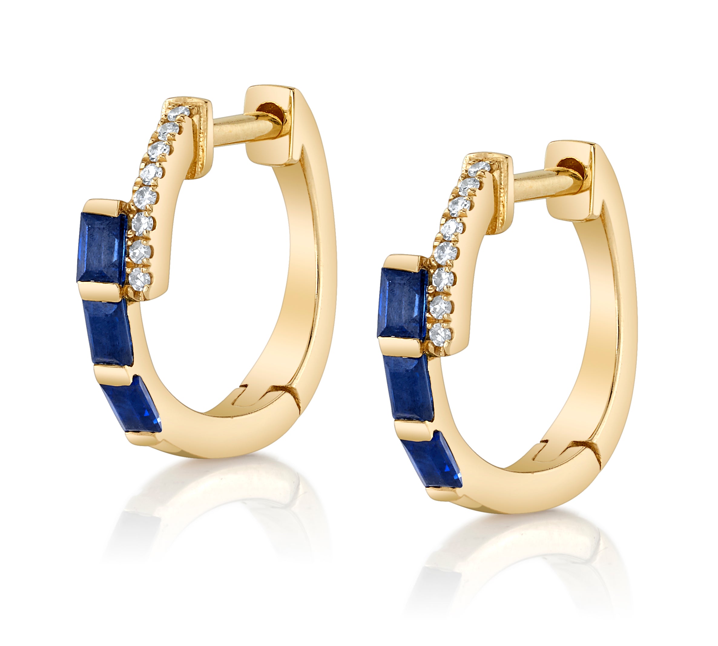 Sapphire Diamond Huggie Huggie Earrings Roseark Deux Pair