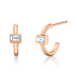 Bezel Baguette Stud Huggie Earrings Roseark Deux Pair