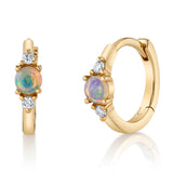Opal Diamond Huggie Huggie Earrings Roseark Deux Pair