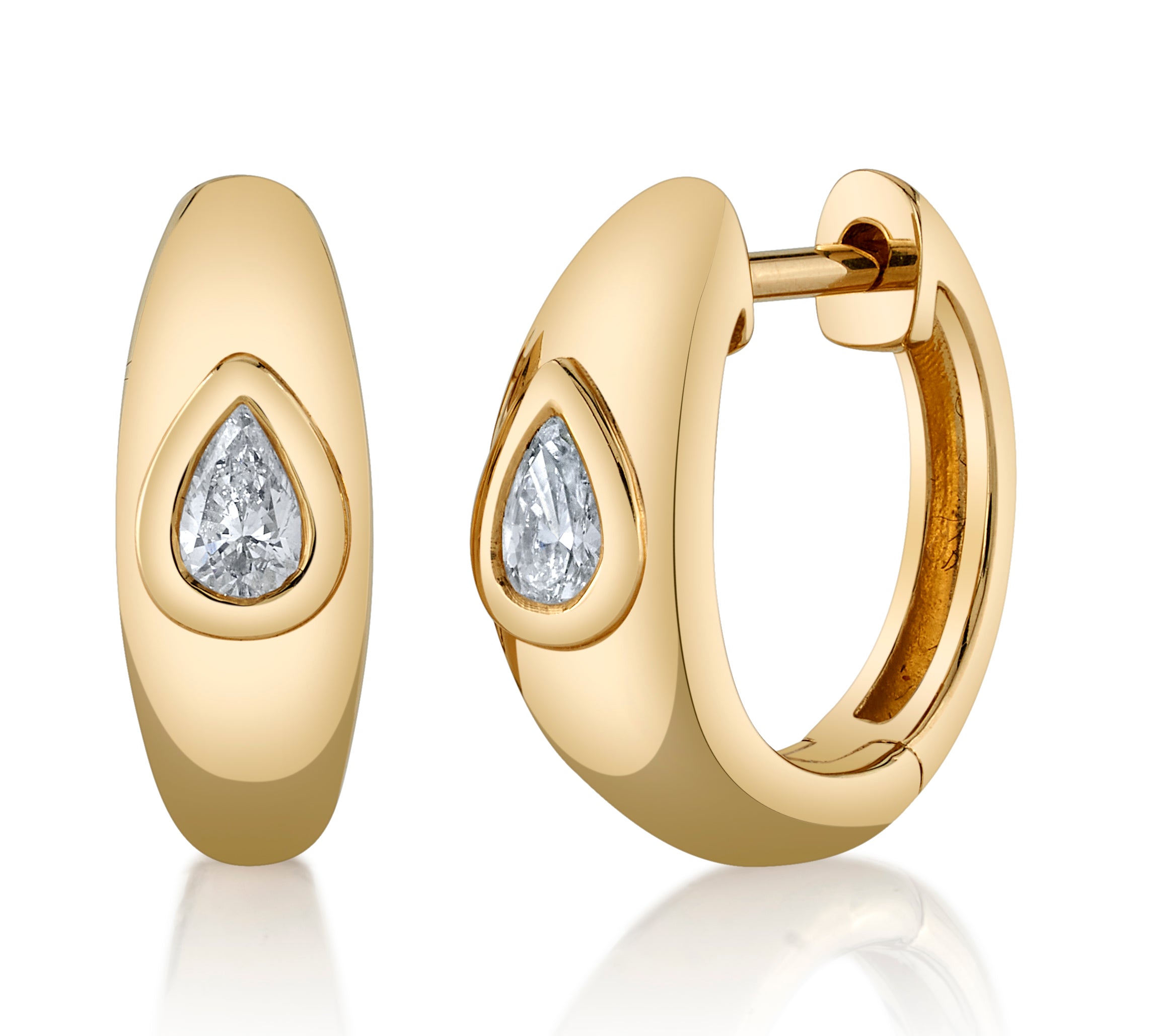 Teardrop Diamond Huggies Huggie Earrings Roseark Deux Pair  