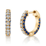 Pave Diamond Stone Huggie Huggie Earrings Roseark Deux Pair Sapphire