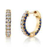 Pave Diamond Stone Huggie Huggie Earrings Roseark Deux Pair Sapphire
