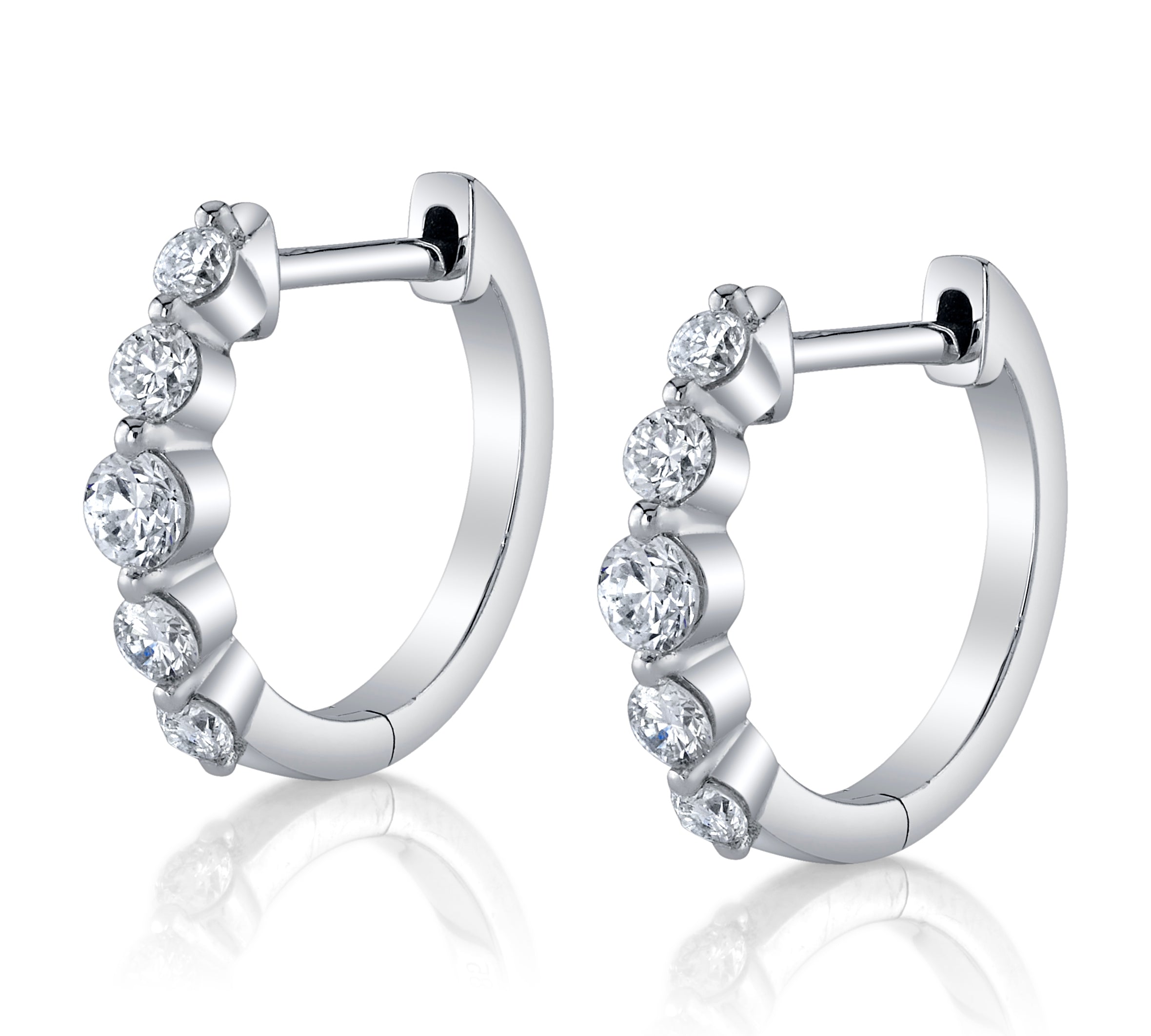 5 Diamond Gradient Huggie Huggie Earrings Roseark Deux Pair  