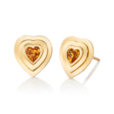 Citrine Heart Stud Stud Earrings Roseark Deux Pair