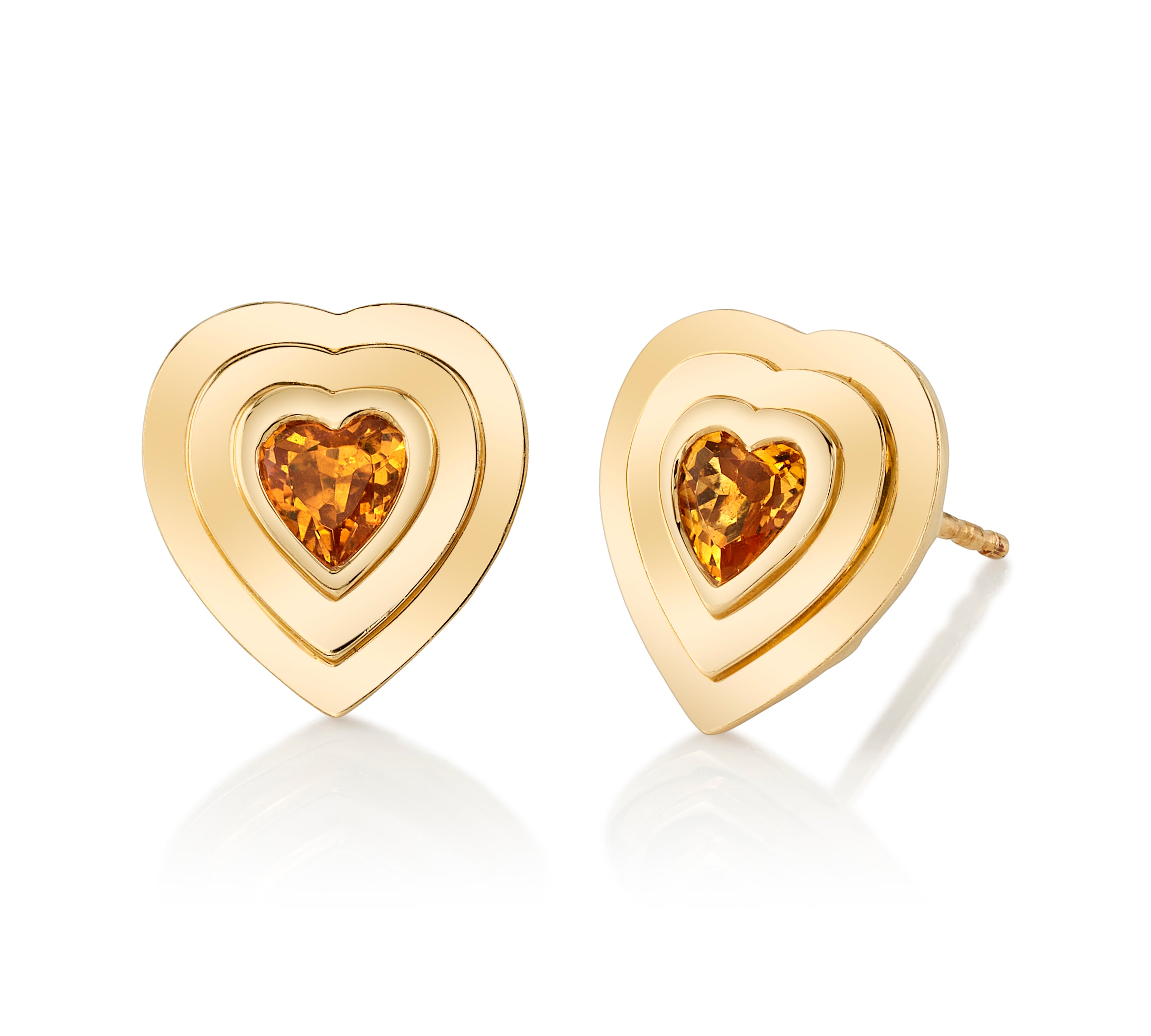 Citrine Heart Stud Stud Earrings Roseark Deux Pair