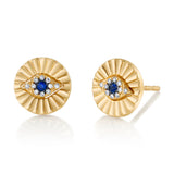 Sapphire Evil Eye Stud with Diamonds Stud Earrings Roseark Deux Pair