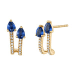 Sapphire Pave Diamond U-Hoop Huggie Earrings Roseark Deux Pair