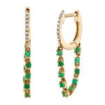 Diamond Emerald Chain Huggie Huggie Earrings Roseark Deux Pair