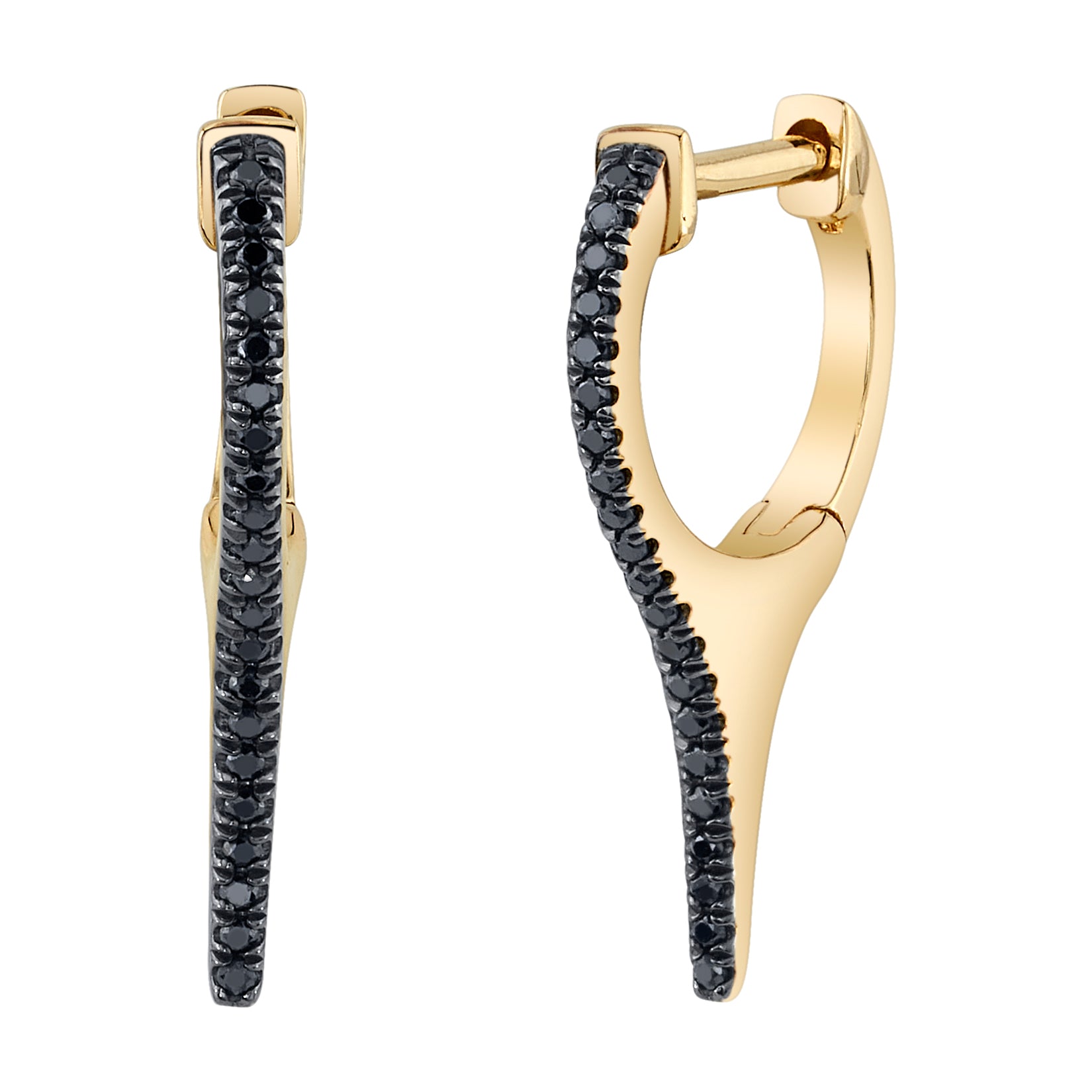 Black Diamond Spike Huggie Huggie Earrings Roseark Deux Pair